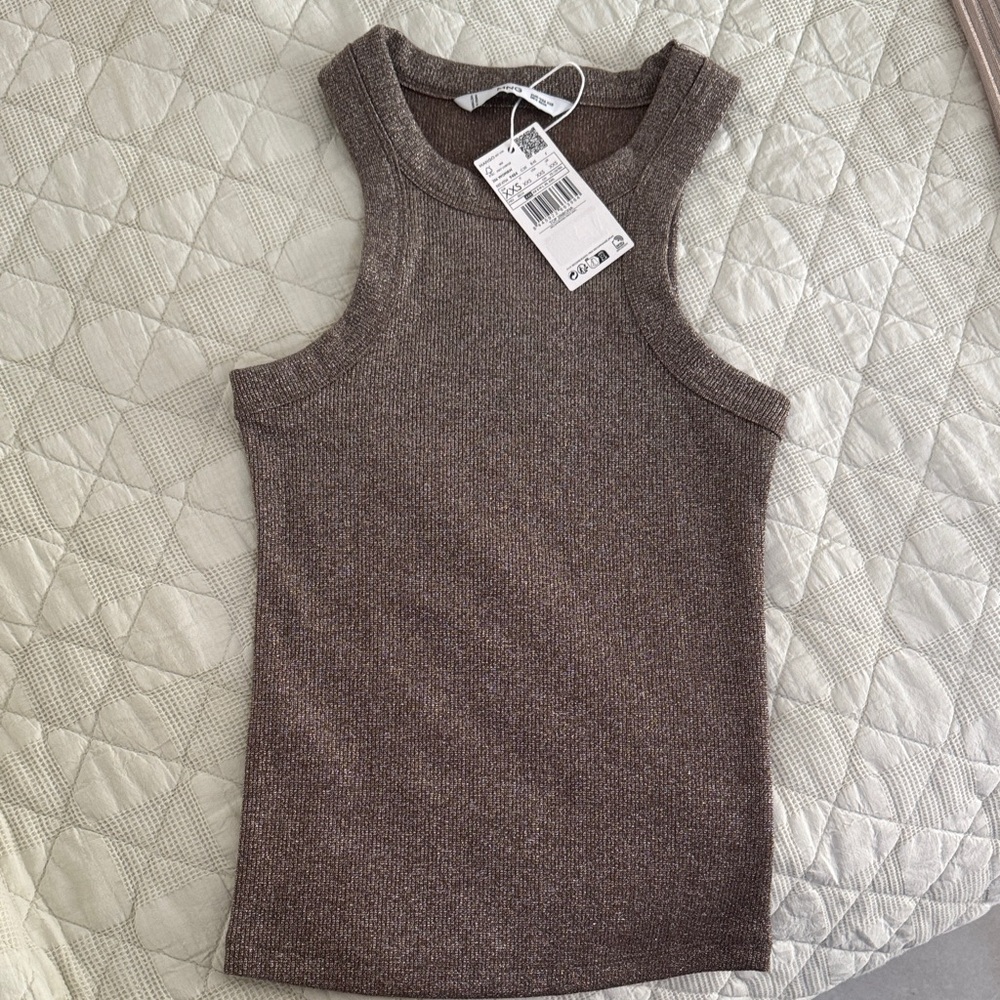 Mango Brown Sleeveless Tank Top